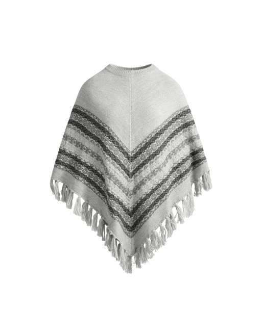 OYSHO Knit poncho 30% wool in grey, 5 of 5
