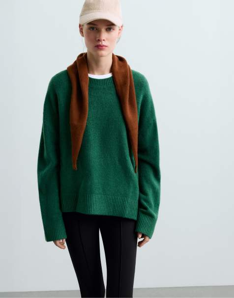 OYSHO Knit round-neck jumper in dark green - view 1