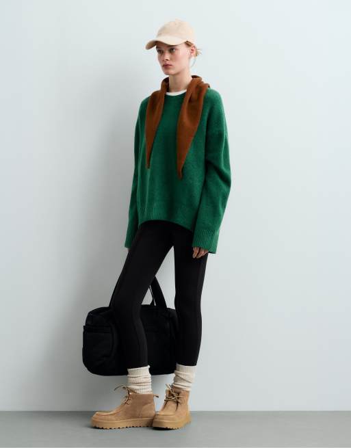 OYSHO Knit round-neck jumper in dark green, 2 of 6