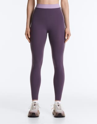 OYSHO - Knöchellange Kompressions-Leggings in verwaschenem Lila mit hohem Bund