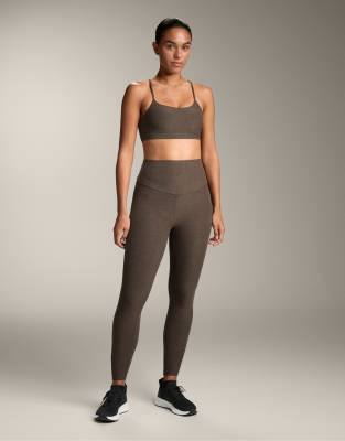 OYSHO - Knöchellange Leggings aus Comfortlux-Material in Braun mit hohem Bund, 65 cm-Brown
