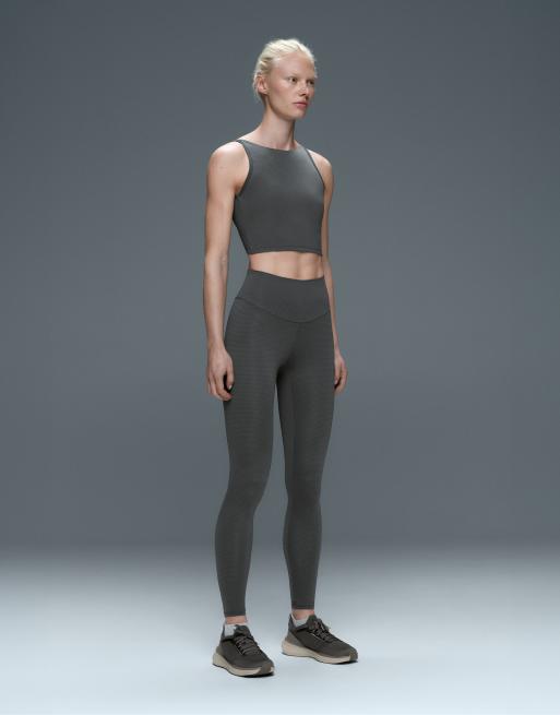 OYSHO knöchellange Leggings mit hohem Bund und Hahnentritt-Muster in Grau, 3 von 6