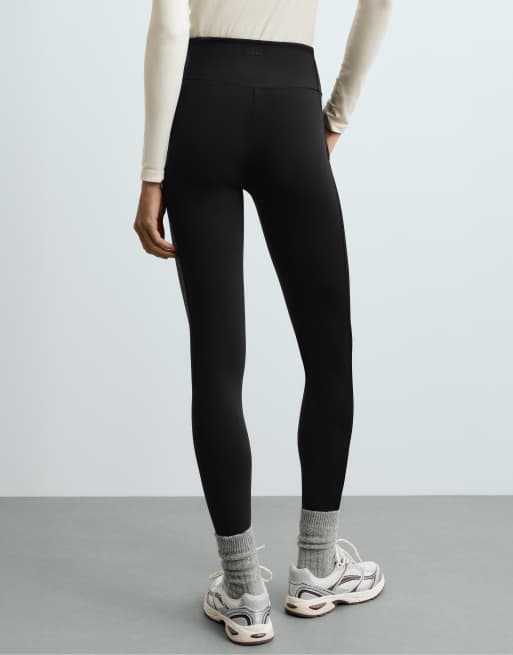 OYSHO knöchellange Leggings mit hohem Bund, warm, mit Reißverschlüssen, 70 cm, in Schwarz, 4 von 6