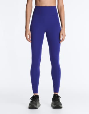 OYSHO - Knöchellange, reflektierende Kompressions-Leggings in Kobaltblau mit hohem Bund