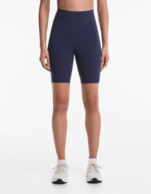 Oysho - Kompressions-Leggings in Marineblau mit Tasche und hohem Bund, 20 cm Schrittlänge