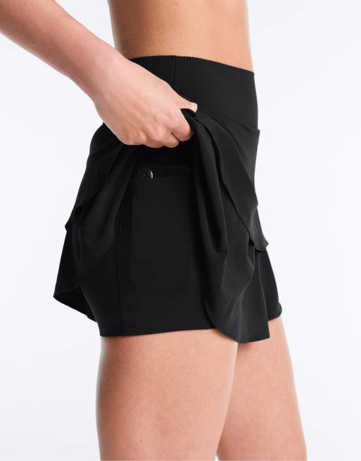 OYSHO – Kompressions-Minirock in Schwarz mit hohem Bund und Rüschen, 3 von 4