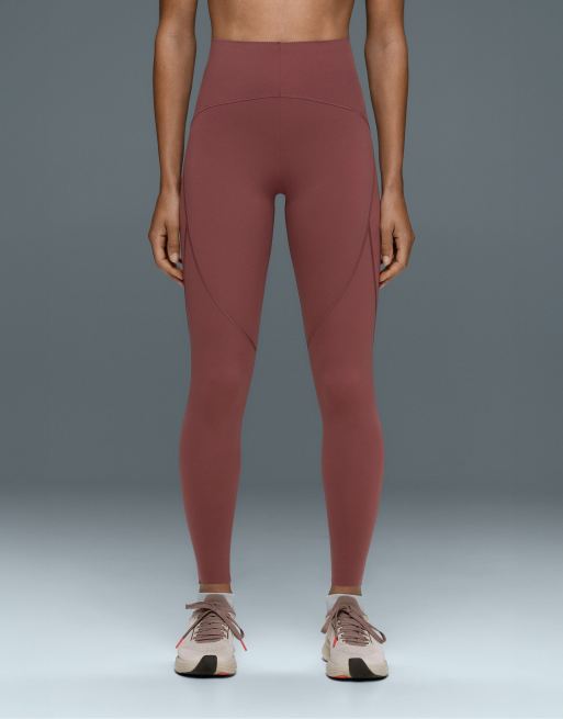 OYSHO kompressive højtaljede ankellange basisleggings i burgundy, 2 af 4