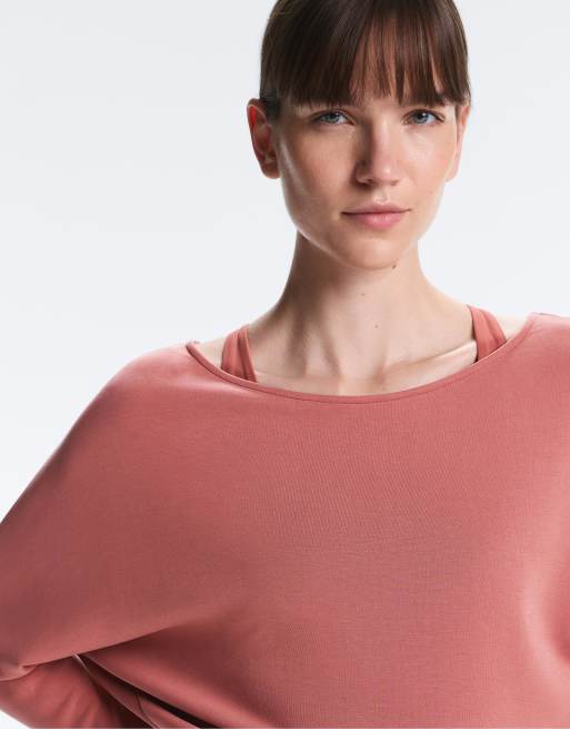 OYSHO – Korallfärgad, mjuk sweatshirt i modal med båtringning, 3 av 4