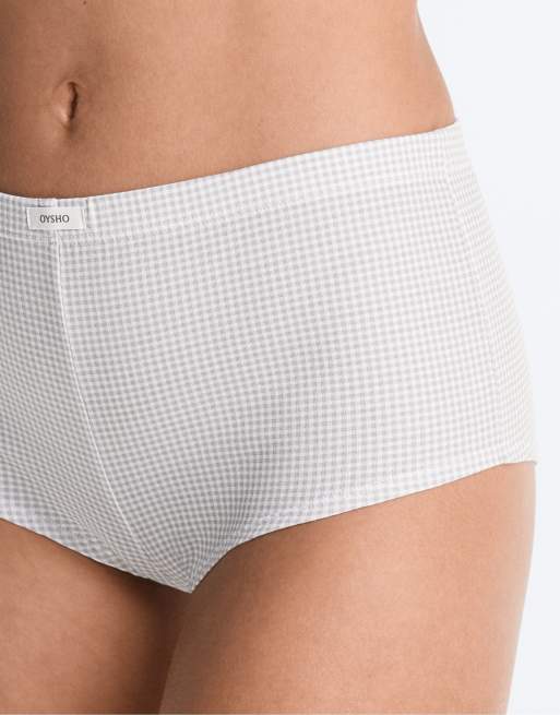 OYSHO korta shorts i bomullsmix med logga i ljusgrått, 3 av 4