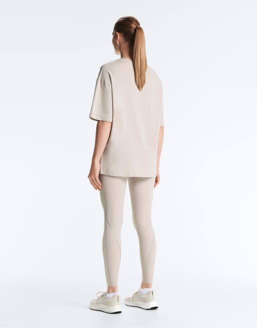 OYSHO - Kortærmet grålilla T-shirt i bomuldsblanding, 3 af 4
