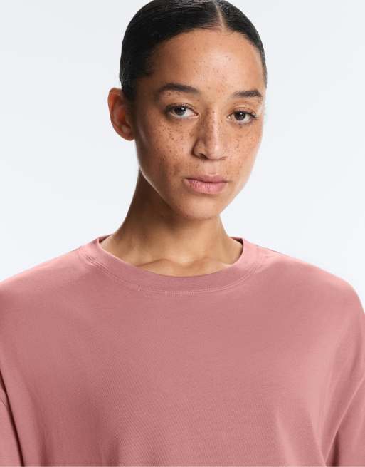 OYSHO – Kurzärmliges T-Shirt aus Baumwollmix in Blassrosa, 2 von 4
