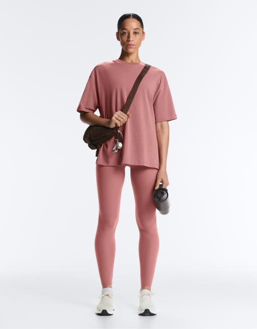 OYSHO – Kurzärmliges T-Shirt aus Baumwollmix in Blassrosa, 4 von 4