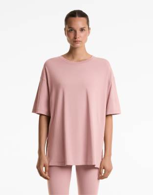 OYSHO - Kurzärmliges T-Shirt aus Baumwollmix in Rosa