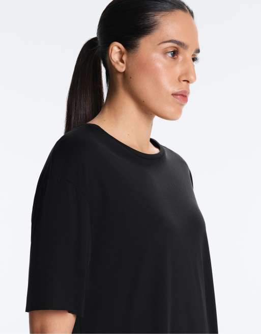 Oysho – Kurzärmliges T-Shirt aus Modal-Mix in Schwarz, 4 von 4