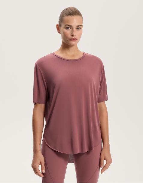 OYSHO – Kurzärmliges T-Shirt in dunklem Rosé aus Modal-Mix - view 1
