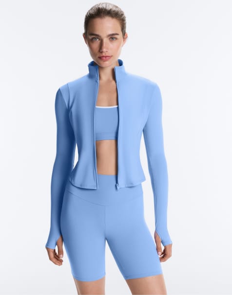 OYSHO – Kurze Jacke aus leichtem Funktionsmaterial in Blau - view 1