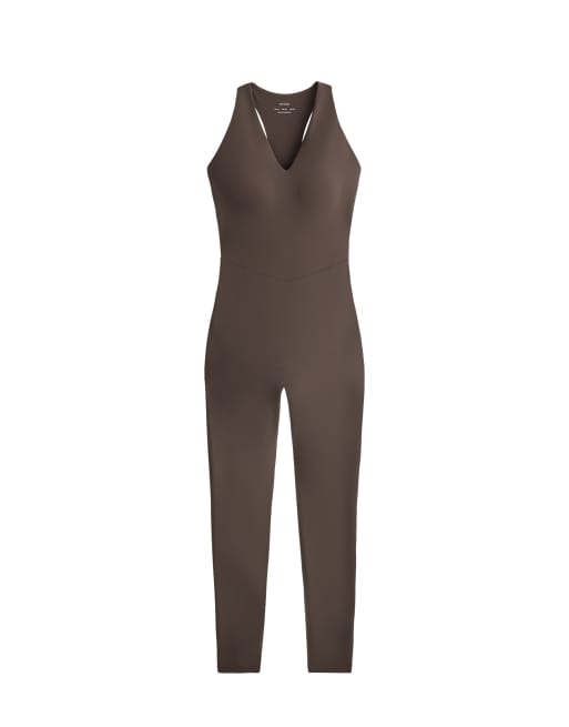 OYSHO lång kompressionsjumpsuit i brun, 4 av 4