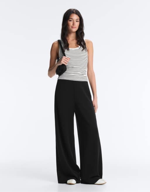 OYSHO - Lang og ribstrikket tanktop i modal med rund hals og sorte striber, 3 af 4
