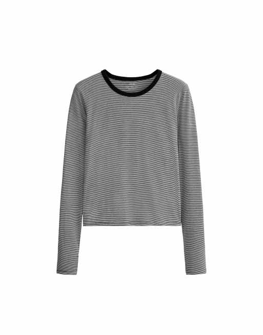OYSHO Langärmliges gestreiftes T-Shirt in Schwarz, 5 von 5