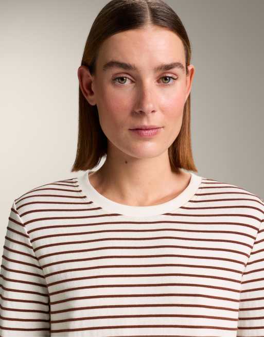 OYSHO – Langärmliges Shirt aus Baumwollmix in Braun gestreift, 3 von 4