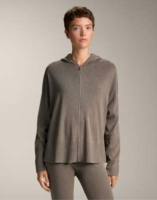 OYSHO - Lange, gewaschene Strickjacke in Grau
