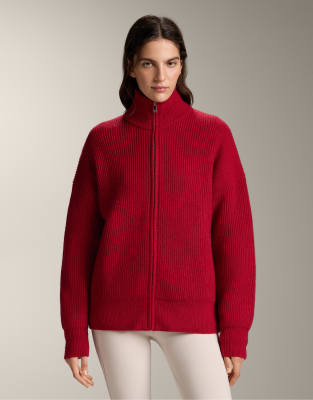 OYSHO - Lange Jacke aus Rippstrick in Rot