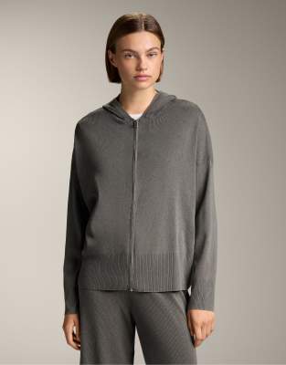 Oysho - Lange Strickjacke in verwaschenem Anthrazit-Grau