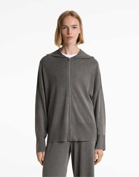 Oysho – Lange Strickjacke in verwaschenem Anthrazit - view 1
