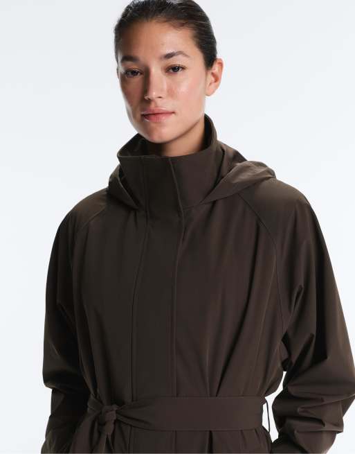 OYSHO – Lange, superleichte und 10K wasserdichte Jacke in Braun, 2 von 4