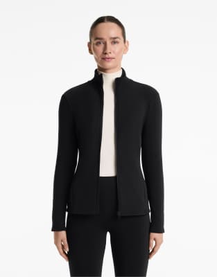 OYSHO - Lange, ultrawarme, nahtlose Jacke aus Funktionsmaterial in Schwarz