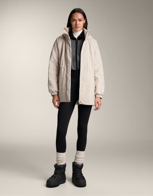 OYSHO – Lange, wattierte Fellex® Aerogel-Jacke in Blassrosa, 3 von 4