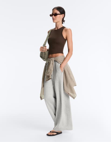 OYSHO – Langes, geripptes Tanktop aus Modalmix in Braun - view 1
