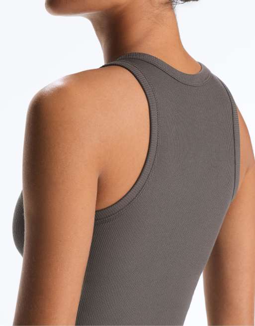 OYSHO – Langes, geripptes Tanktop aus Modalmix in Kohle-Grau, 6 von 7