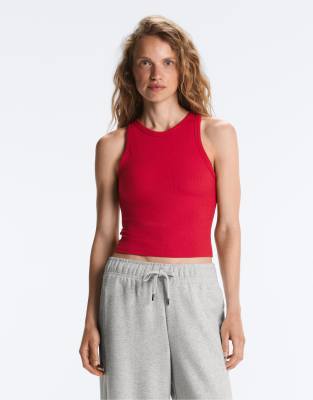 OYSHO - Langes, geripptes Tanktop aus Modalmix in leuchtendem Rot