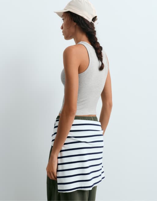 OYSHO – Langes, geripptes Tanktop aus Modalmix in meliertem Grau, 4 von 6