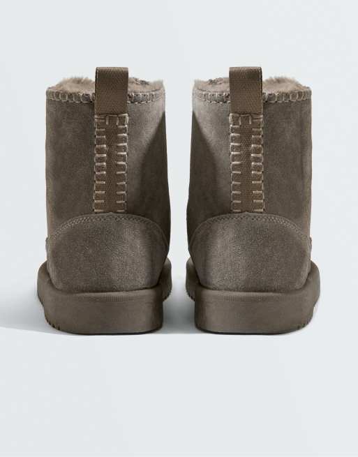 OYSHO Leather ankle boots in grey, 6 of 6