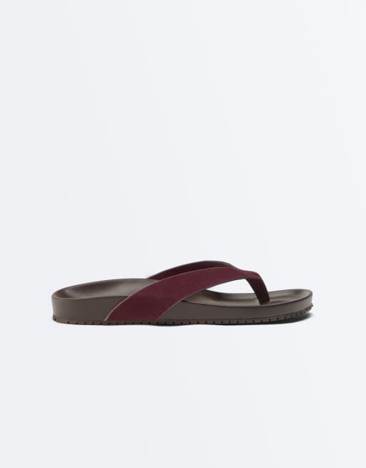 OYSHO Leather sandal in burgundy, 2 of 4