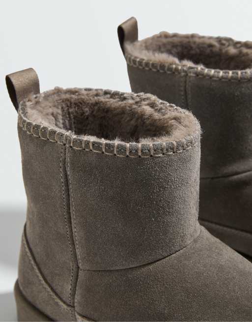 OYSHO Leder-Stiefeletten in Grau, 5 von 6