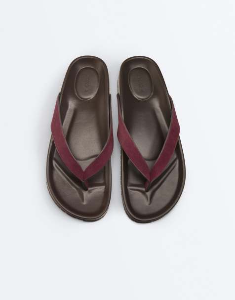 OYSHO – Ledersandalen in Burgunderrot - view 1