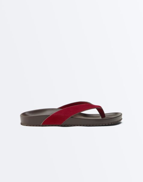 OYSHO – Ledersandalen in Rot - view 1
