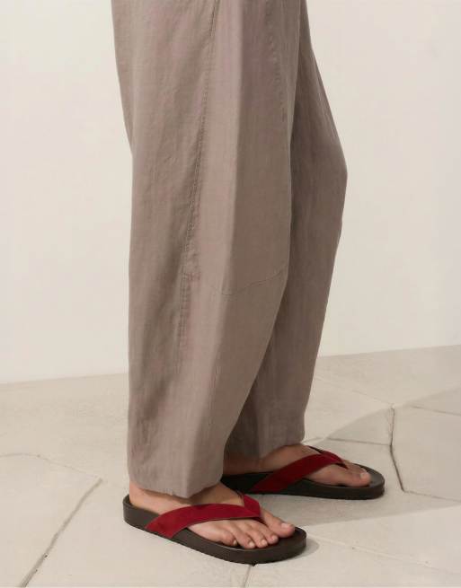 OYSHO – Ledersandalen in Rot, 2 von 7