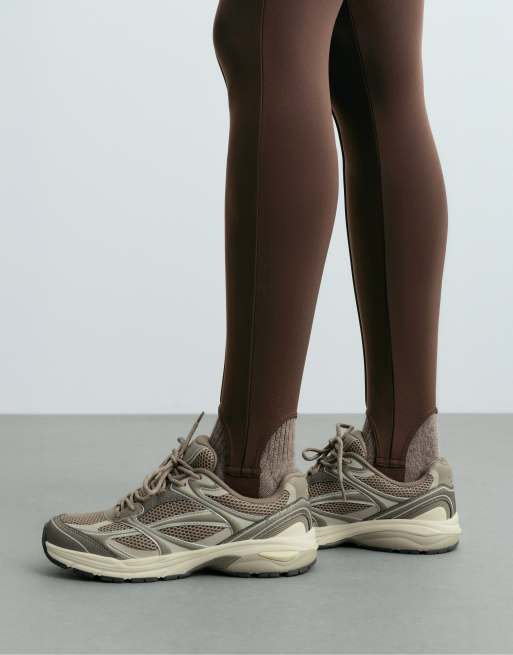 OYSHO legging à sous-pied longueur cheville taille haute chaud marron, 3 de 6