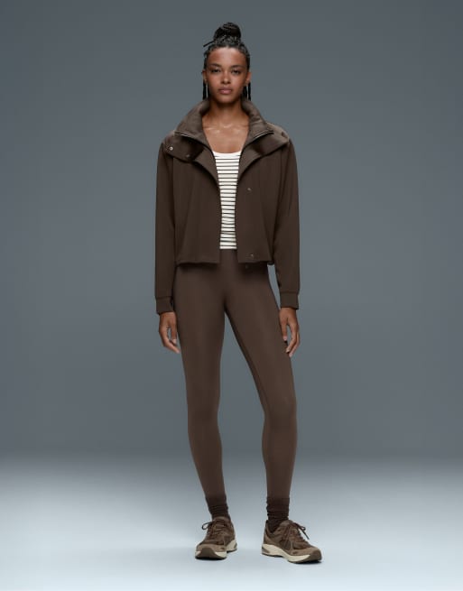 OYSHO legging ankle-length taille haute à maintien renforcé marron, 2 de 6