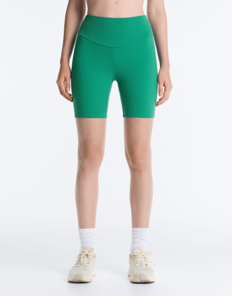 OYSHO - Legging court en piqué 20 cm à taille haute - Vert - view 1