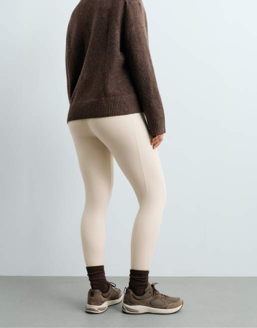 OYSHO legging de grossesse 65 cm chaud avec zips écru, 4 de 6