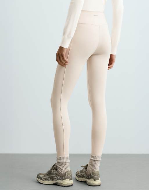 OYSHO legging longueur cheville taille haute chaud avec zips 70 cm écru, 3 de 6