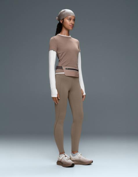OYSHO legging taille haute à poches marron à séchage rapide - view 1
