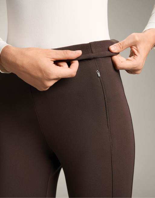 OYSHO - Legging taille haute chaud longueur cheville 70 cm avec poches - Marron, 2 de 4