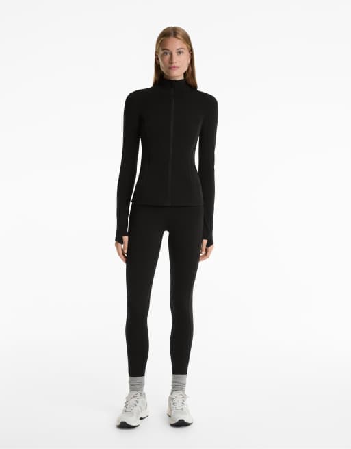 OYSHO - Legging taille haute chaud longueur cheville 70 cm avec poches - Noir, 2 de 4