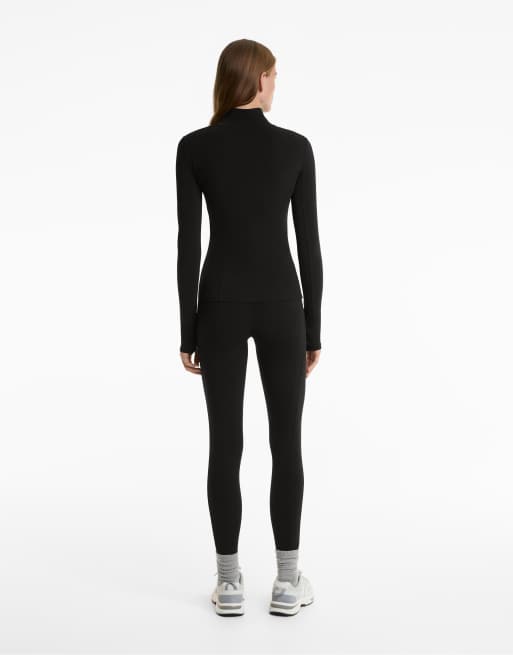 OYSHO - Legging taille haute chaud longueur cheville 70 cm avec poches - Noir, 4 de 4